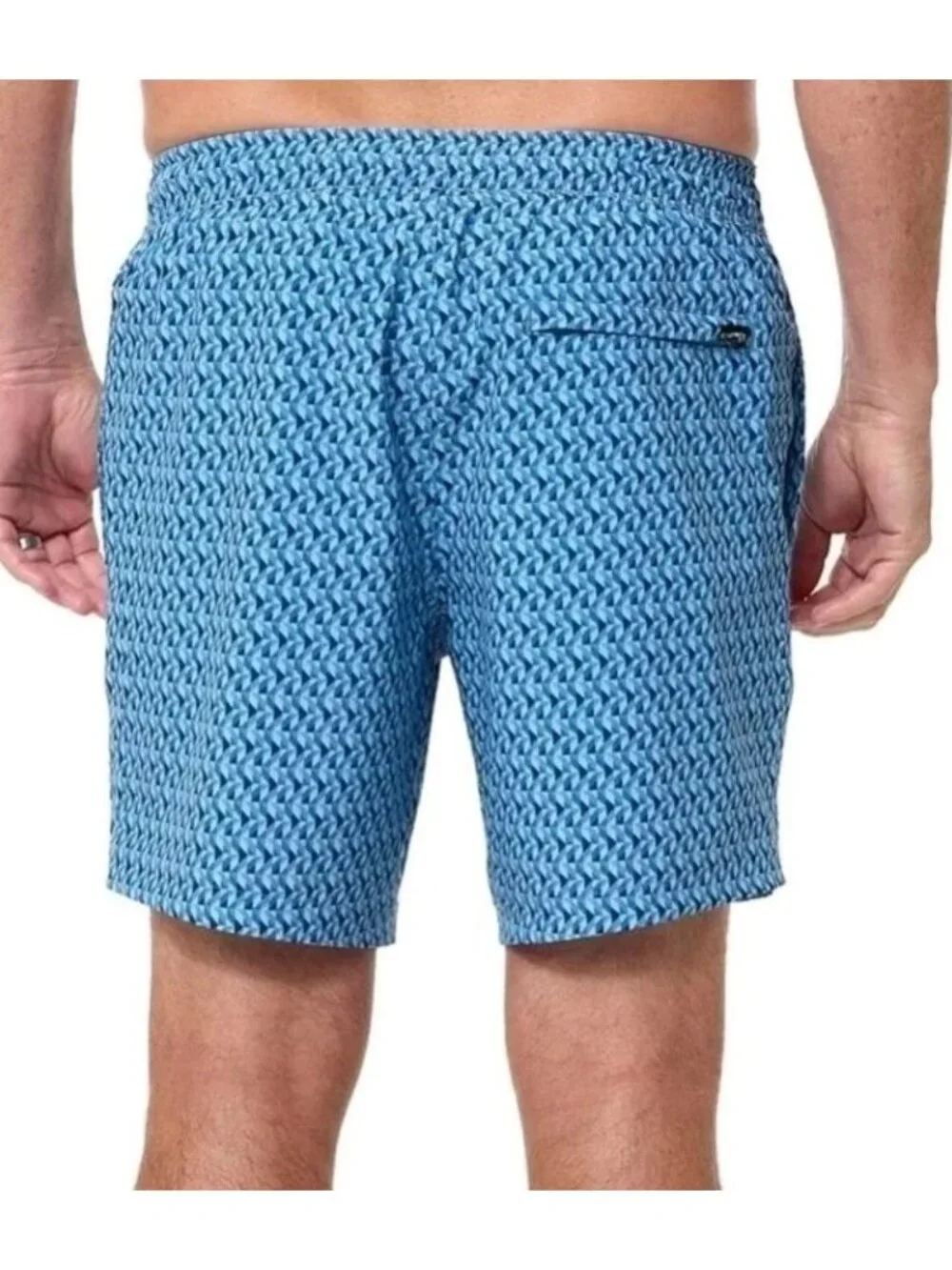 NWT Bonobos Men's S Blue Geometric Swim Shorts With Mesh Liner 7-Inch